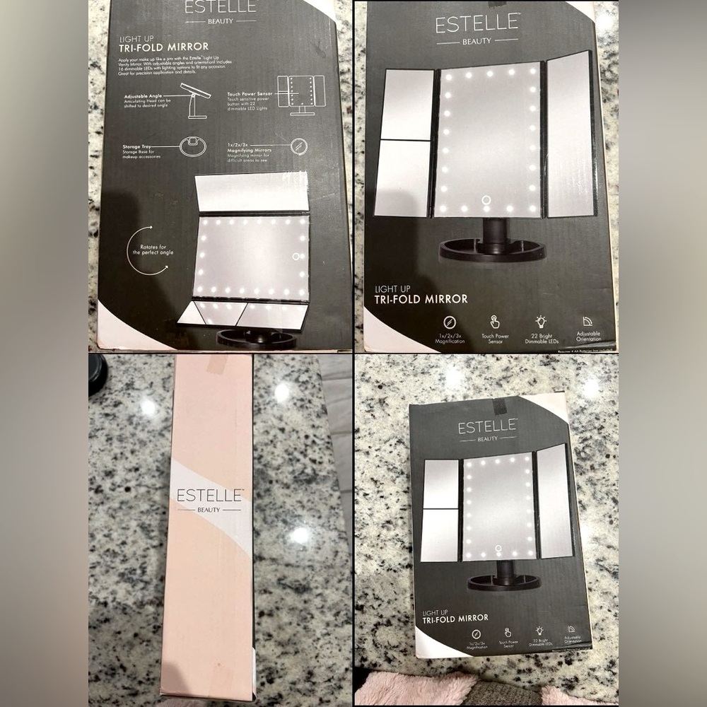 Tri-Fold, light up, vanity mirror. Never used 💙and unopened!